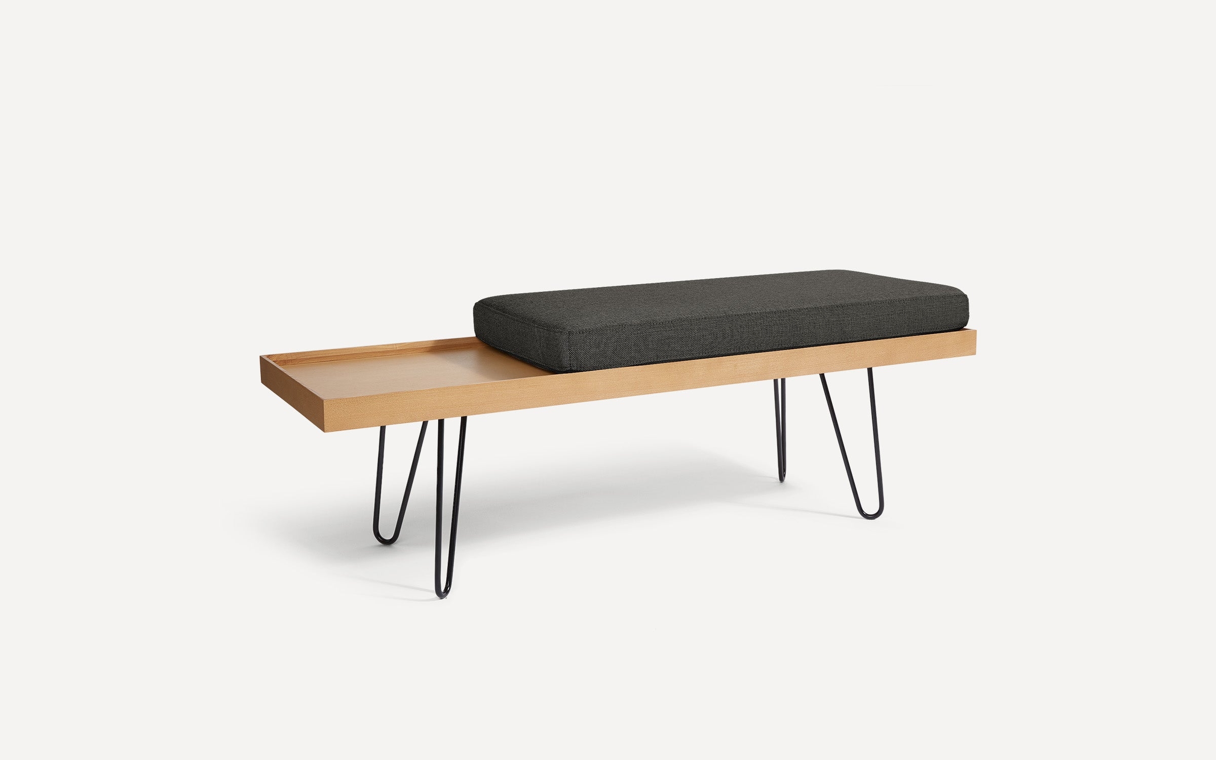 Carta Bench - Papyrus - Performance Basketweave / Oak - Wood / Straight Leg - Image 2