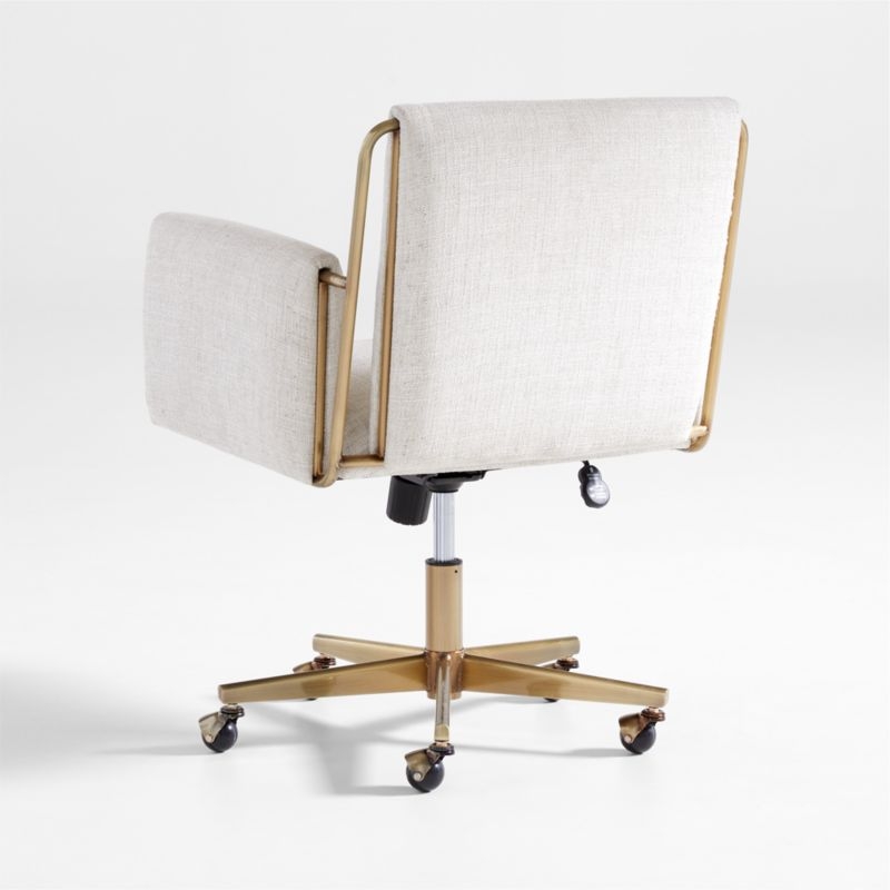 Caterina Natural Upholstered Office Chair with Brass Base - Image 4