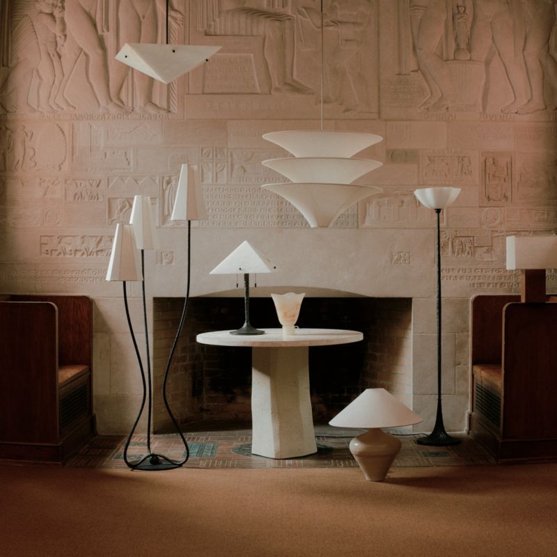 Briller Ivory Ceramic Table Lamp with Linen Shade by Athena Calderone 21.55" - Image 1