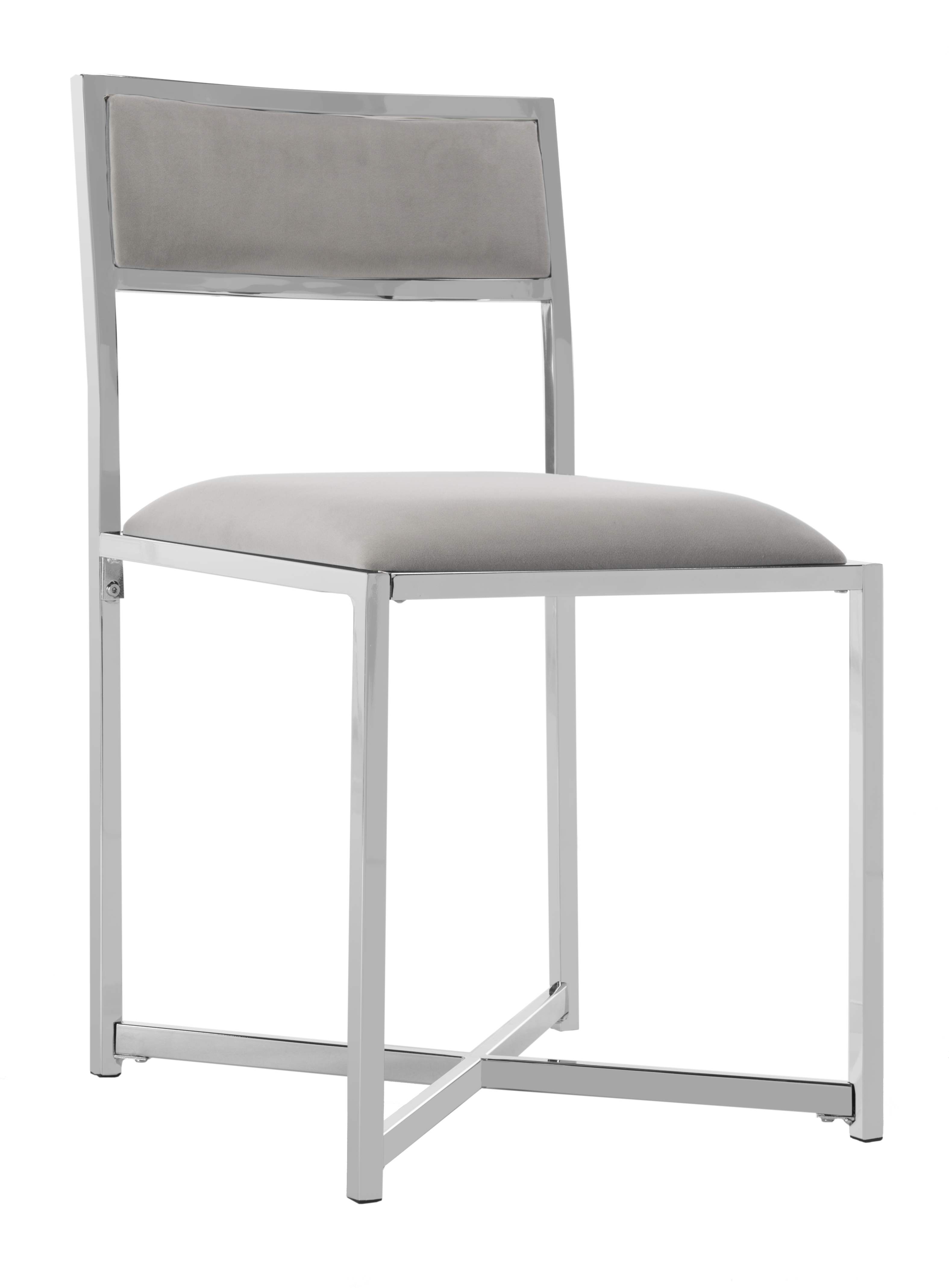 Menken Chrome Side Chair (Set of 2) - Grey/Chrome - Safavieh - Image 3