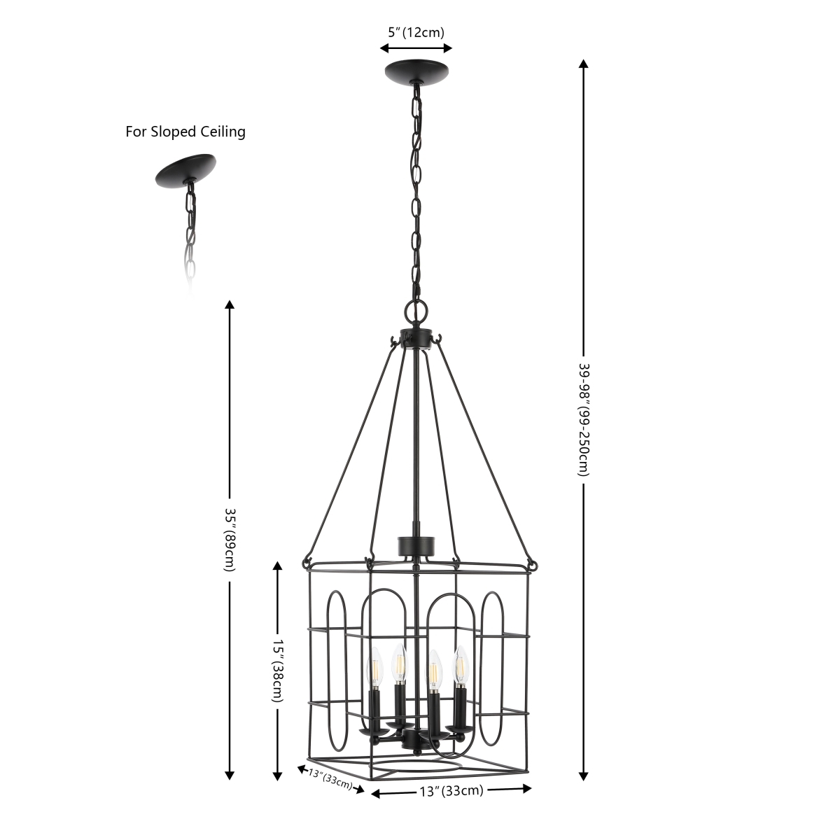 Flatbush 4Lt 13.5" Chandelier - Black - Safavieh - Image 0