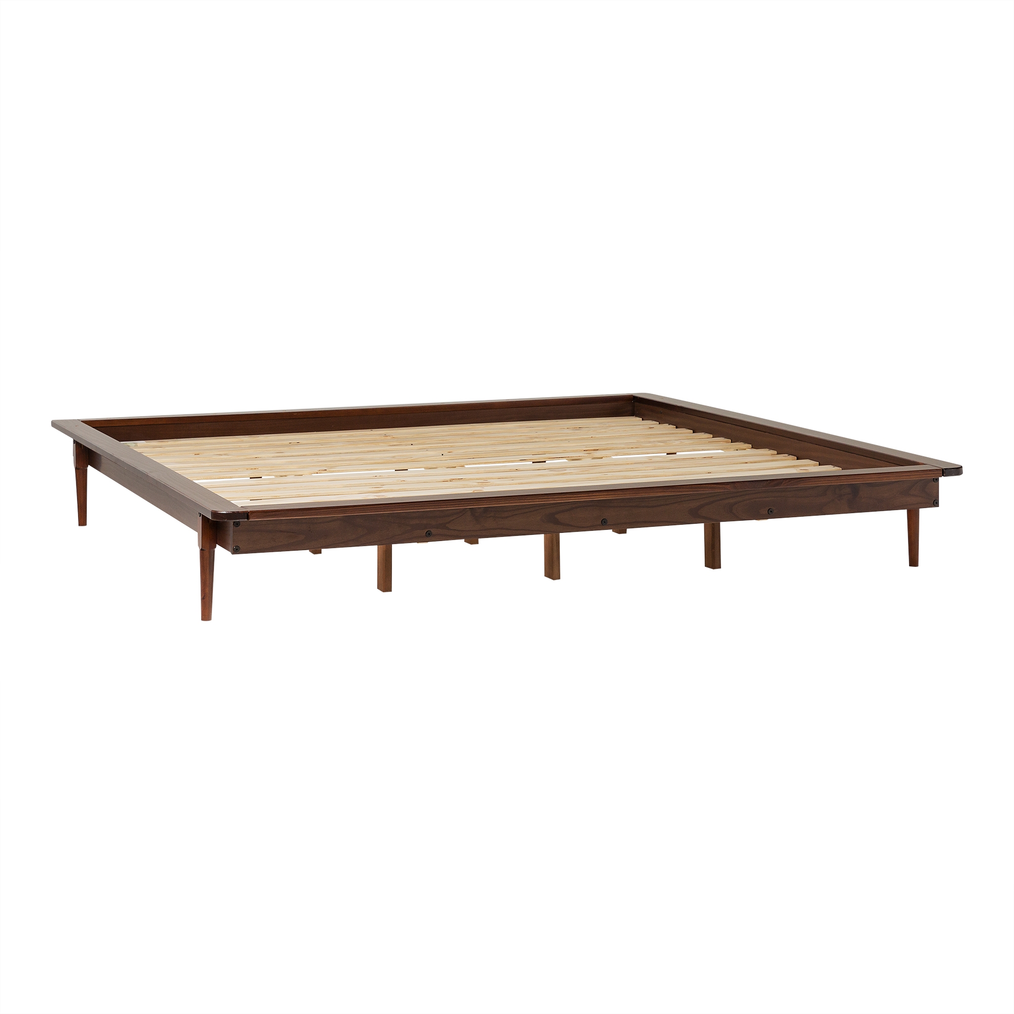 King Mid Century Modern Solid Wood Platform Bed - Walnut - Image 0
