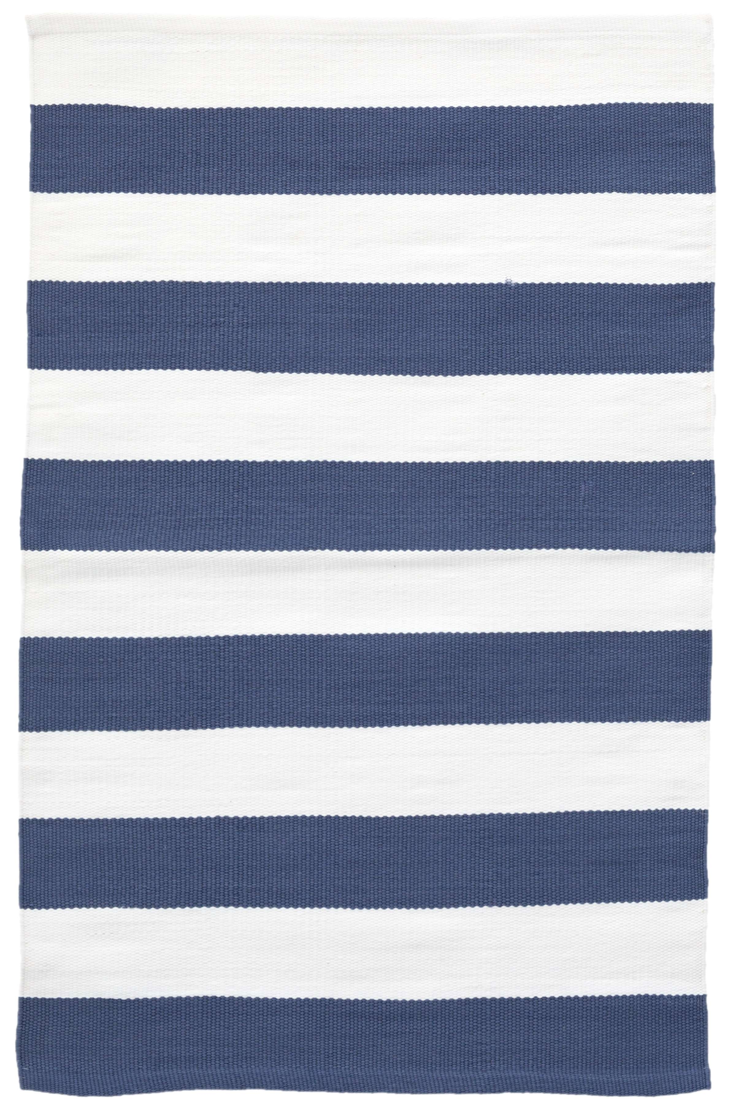 Catamaran Stripe Denim/White Handwoven Indoor/Outdoor Rug - Image 0