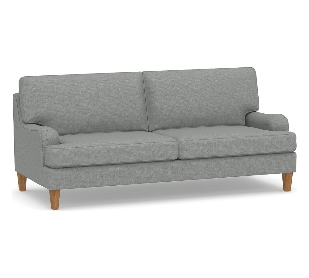 SoMa Hawthorne English Arm Upholstered Sofa, Polyester Wrapped Cushions, Performance Brushed Basketweave Chambray - Image 0