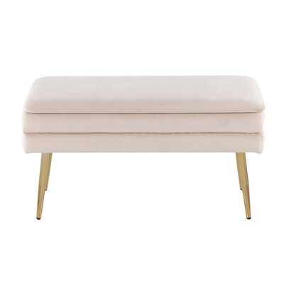 Mailys Contemporary/glam Storage Bench In Gold Steel And Cream Velvet By Mercer41 - Image 0