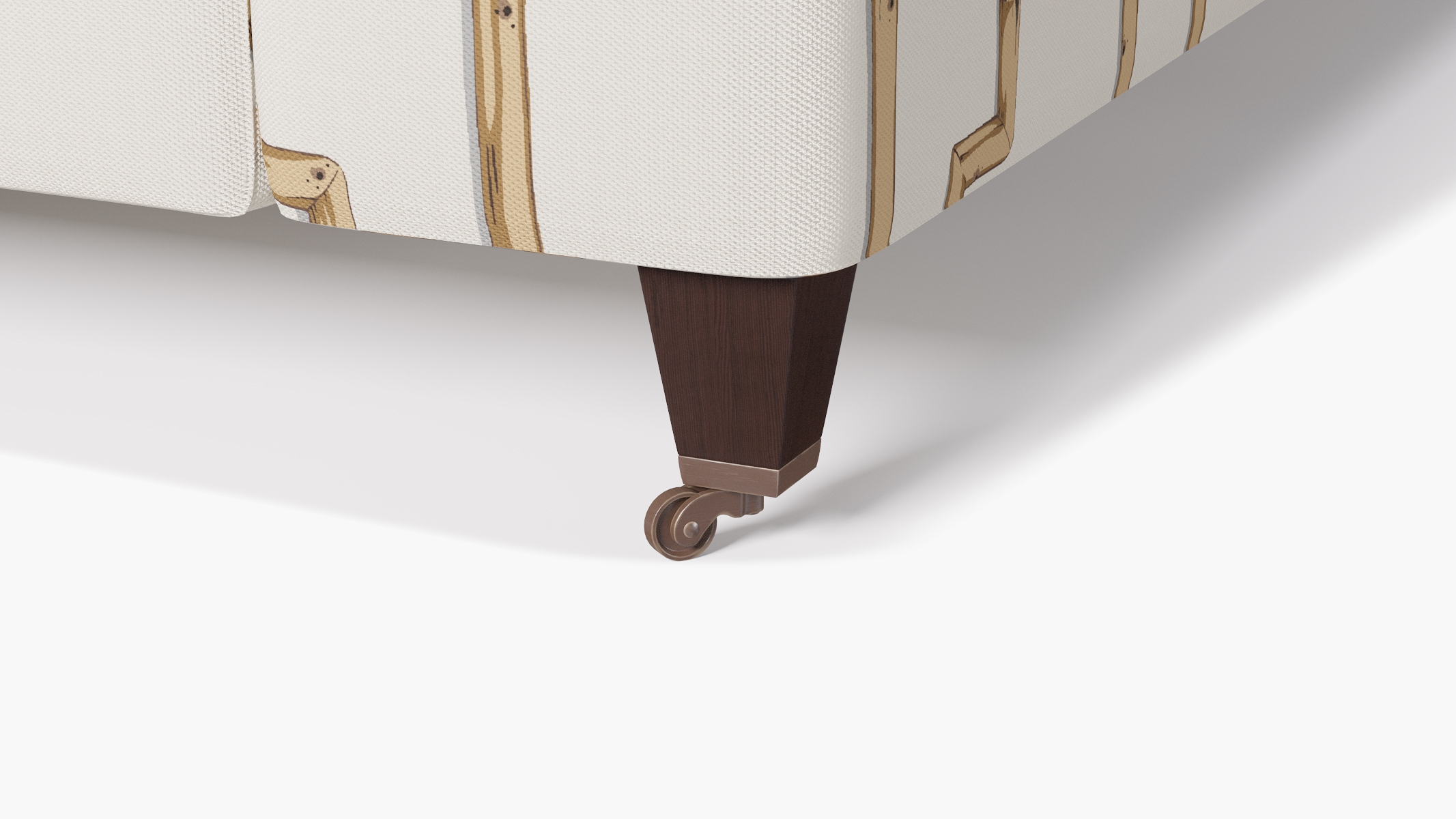 Classic Sofa, Tan Baldwin Bamboo, Espresso with Antique Brass Caster - Image 6