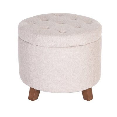 Round Storage Ottoman With Removable Lid button Tufted   - Image 0