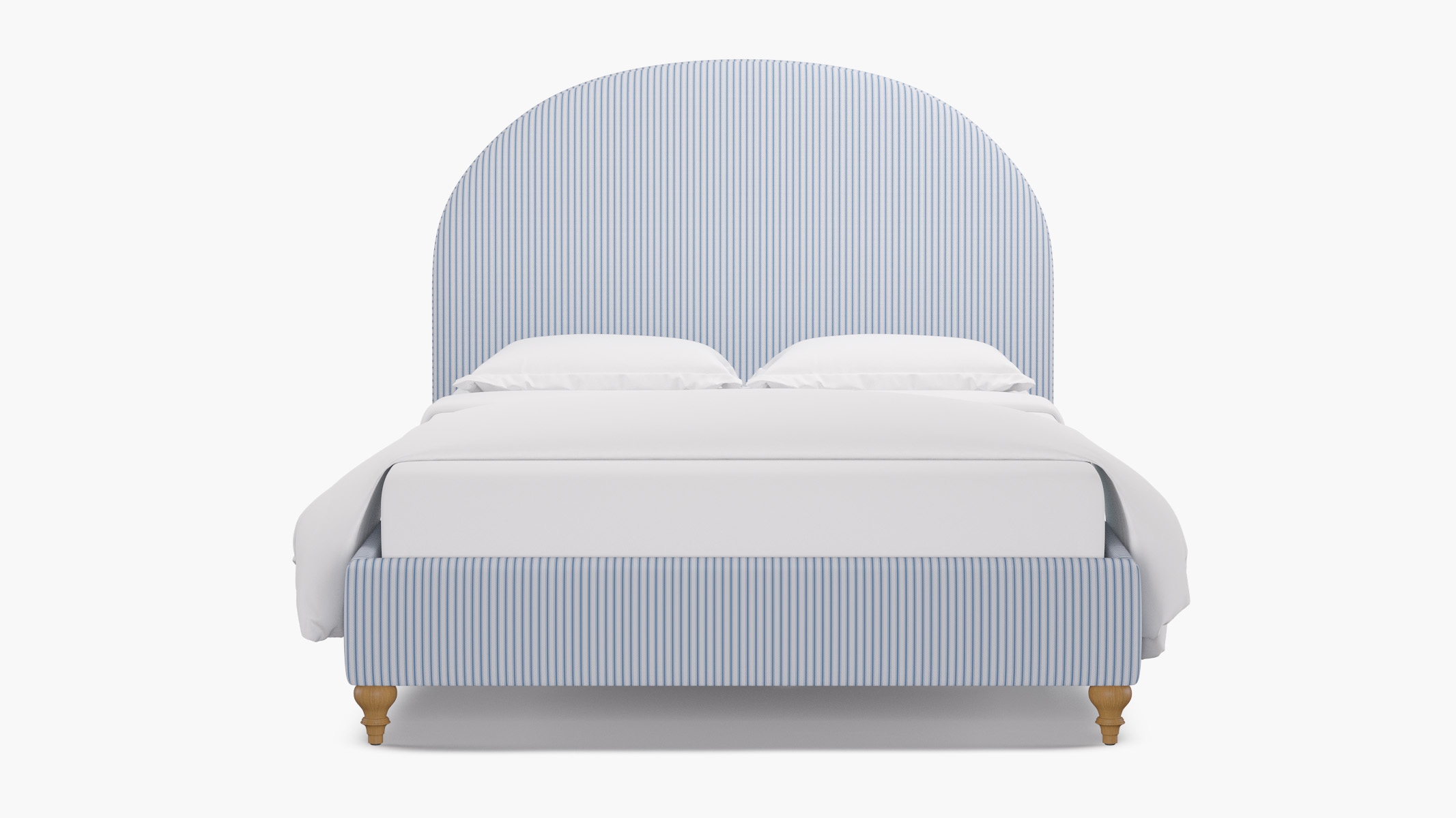 Demilune Bed, Cornflower Classic Ticking Stripe, Natural Traditional Turned Leg, Twin - Image 0