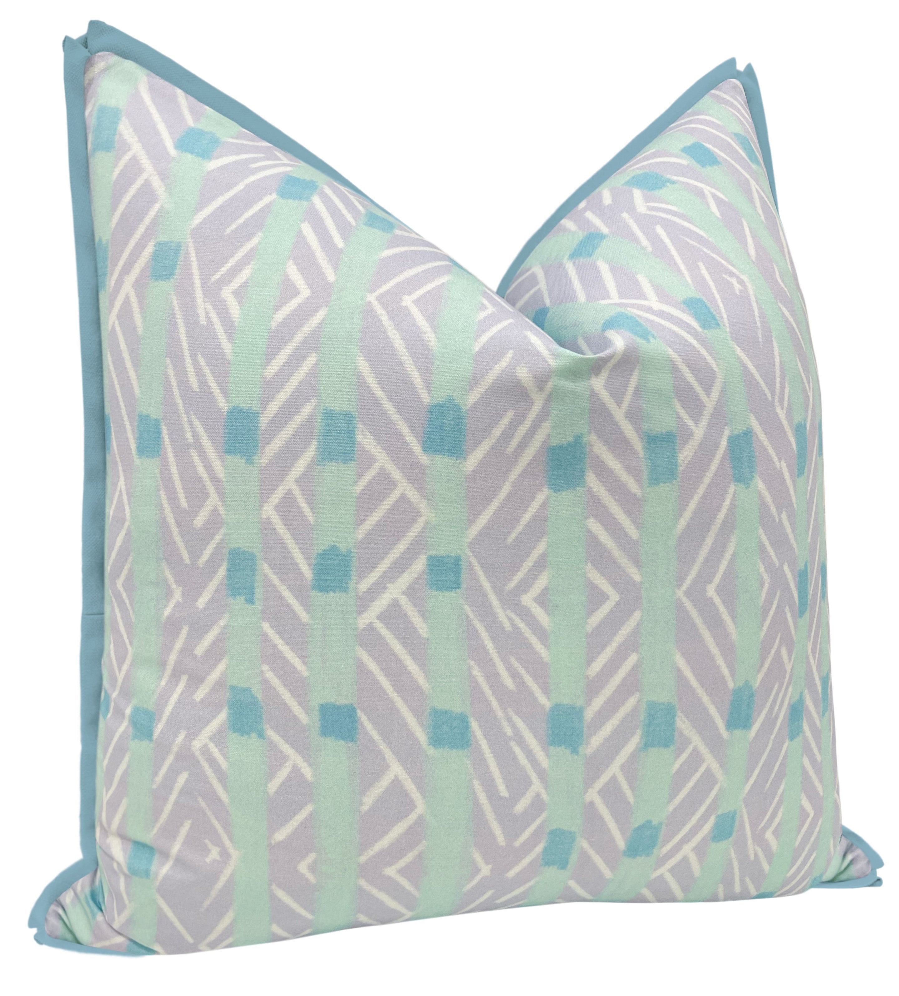 BOWTIE STRIPES // DUSTY BLUE | TEIL TEXTILES - 20" X 20" / BUTTERFLY FLANGE / Hydrangea Blue - Image 1
