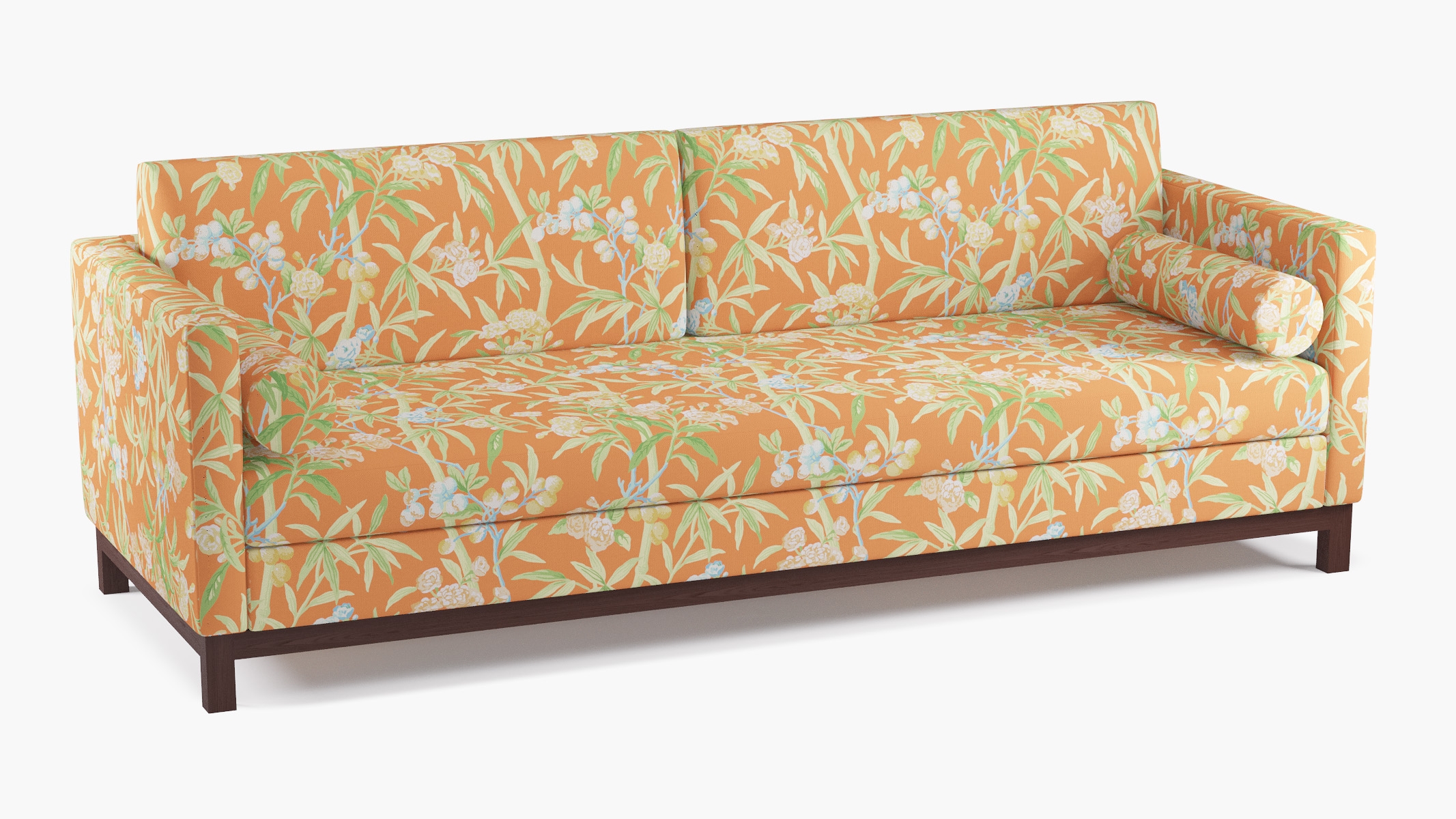 Tailored Tuxedo Sofa, Mandarin Lanai, Espresso Wood Rail - Image 1