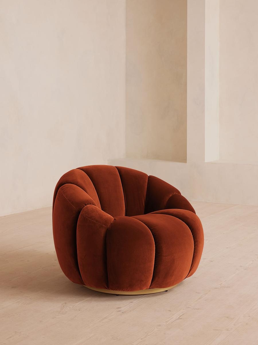 Garret Armchair, Velvet, Rust, US - Image 0
