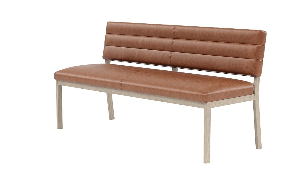 Nora Leather Wood Framed Upholstered Bench - Image 2
