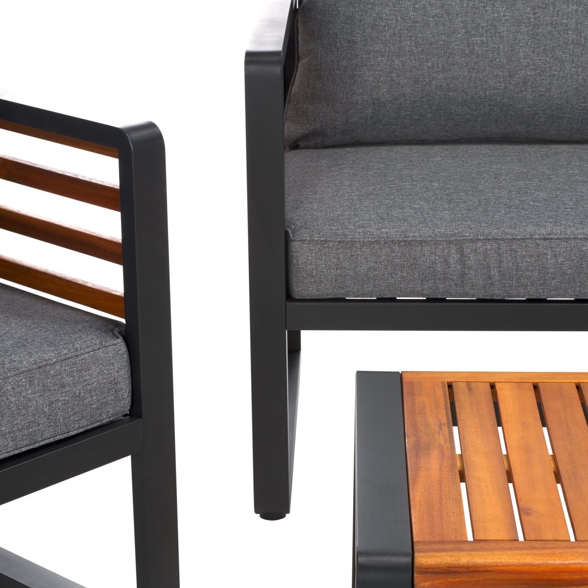 Indoor-Outdoor Vesta 4 Pc Living Set - Black/Grey - Safavieh - Image 3