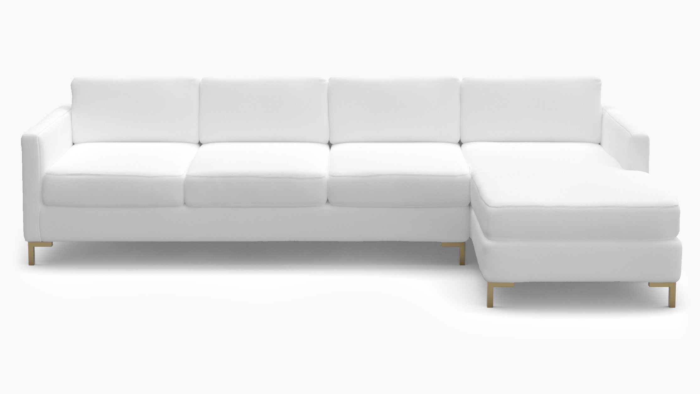 Modern Sectional, Right Facing, White Twill, Brass L Leg - Image 0