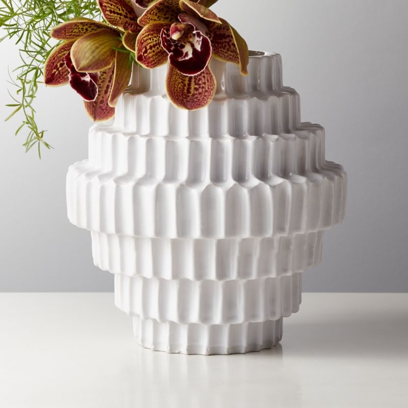 Dial Textured White Vase - Image 1
