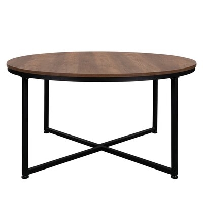 35.04" Modern Round Coffee Table With Metal Frame - Image 0