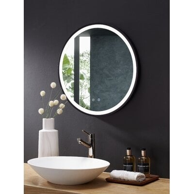 CIRQUE 24 In. Round LED Black Framed Mirror With Defogger And Dimmer - Image 0
