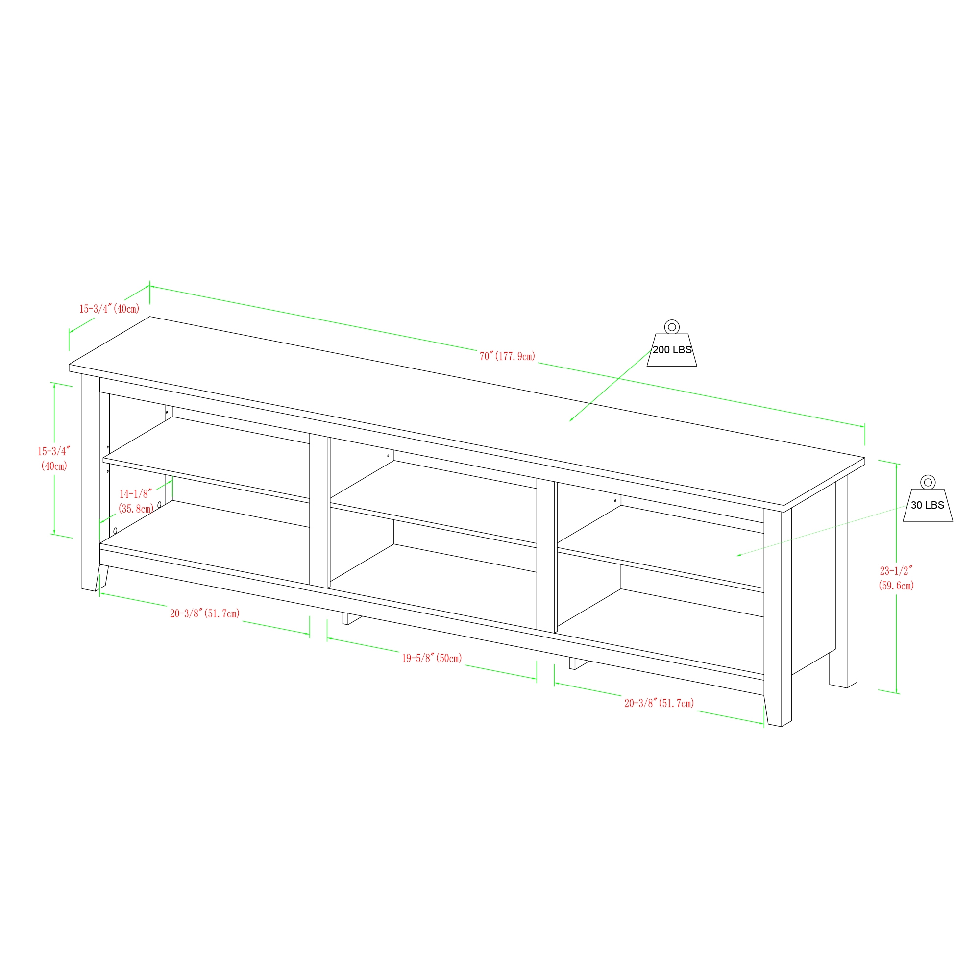 Essential 70" Rustic Wood TV Stand - Black - Image 5