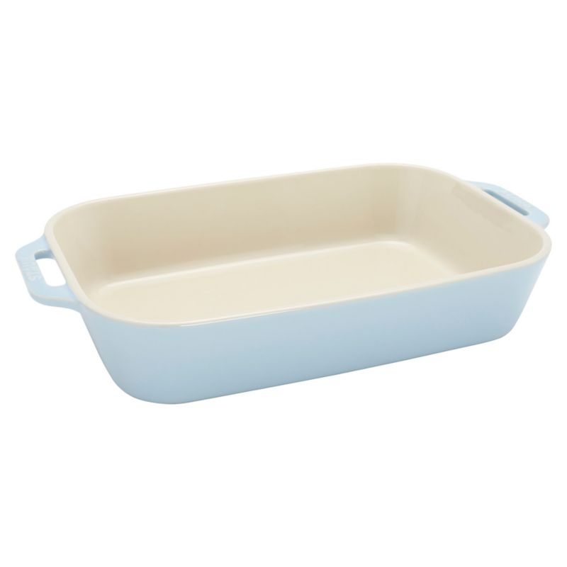 Staub Macaron Light Blue 3-Piece Rectangular Stoneware Baking Dish Set - Image 5