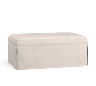 Sullivan Fin Arm Slipcovered Deep Seat Ottoman, Down Blend Wrapped Cushions, Performance Slub Cotton White - Image 1