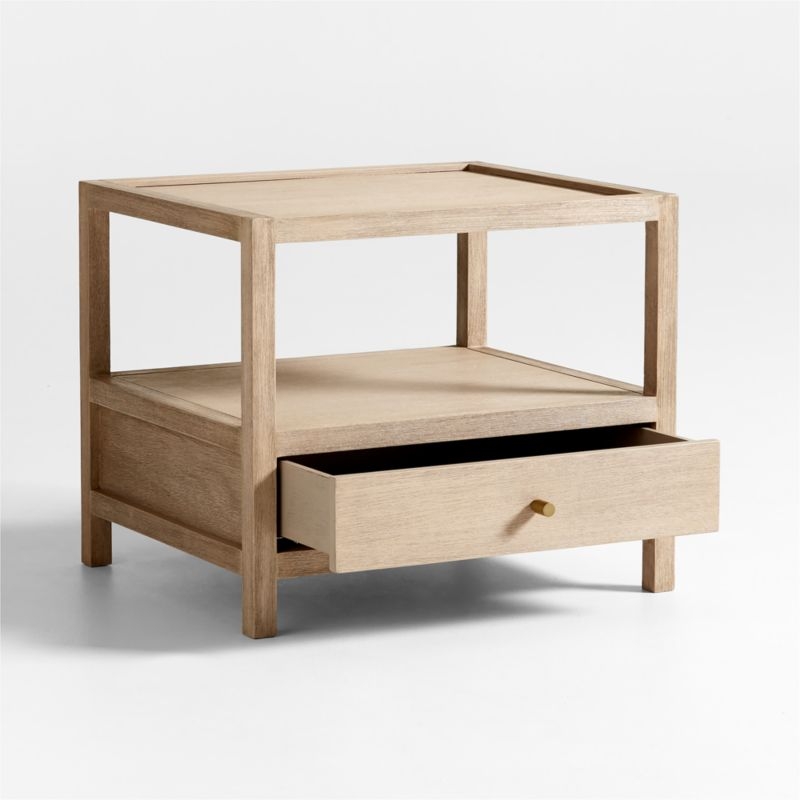 Keane Large Weathered Natural Wood Storage End Table, Set of 2 - Image 1