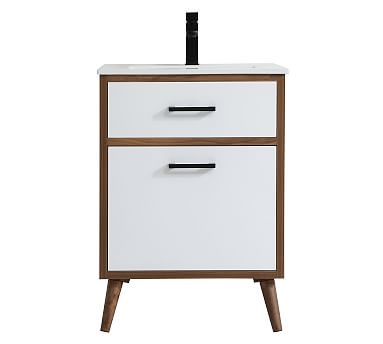 Franca Single Sink Vanity Cabinet, 1 Drawer, Matte White, 24" - Image 0