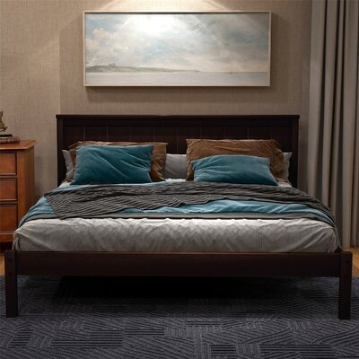 Platform Bed Frame With Headboard , Wood Slat Support , No Box Spring Needed ,Twin,Espresso - Image 0