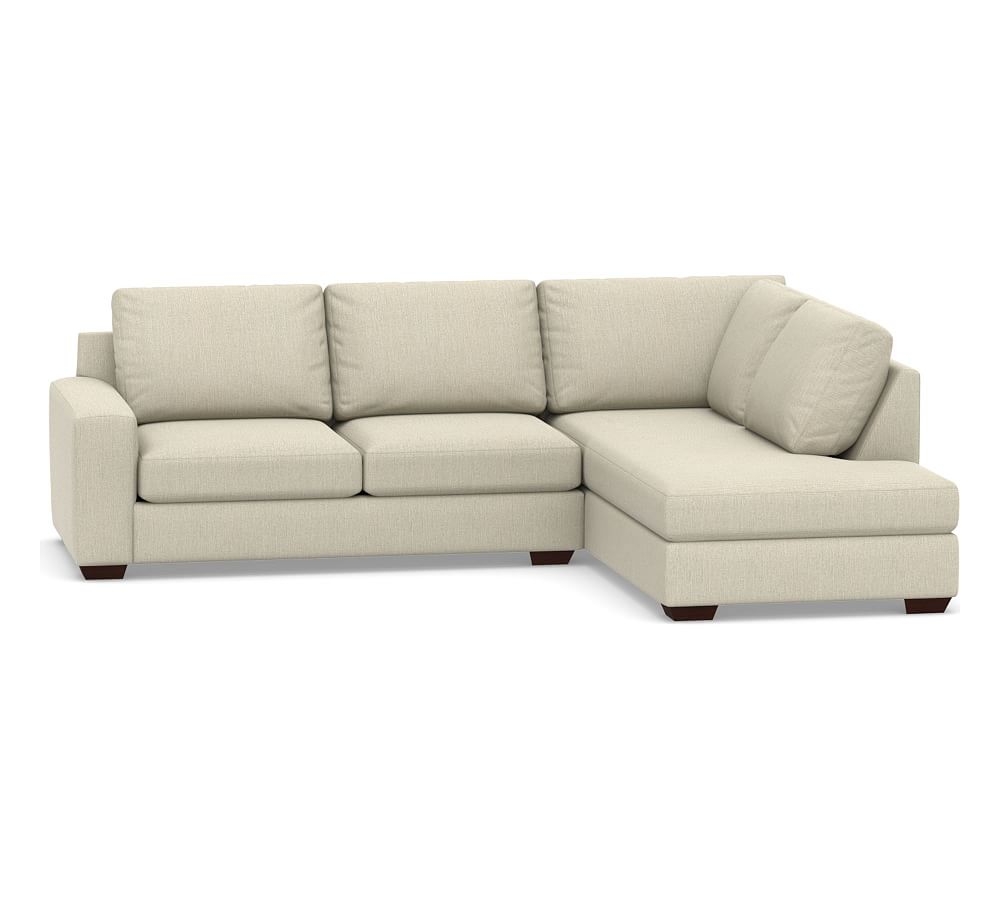 Big Sur Square Arm Upholstered Left Loveseat Return Bumper Sectional, Down Blend Wrapped Cushions, Chenille Basketweave Oatmeal - Image 0