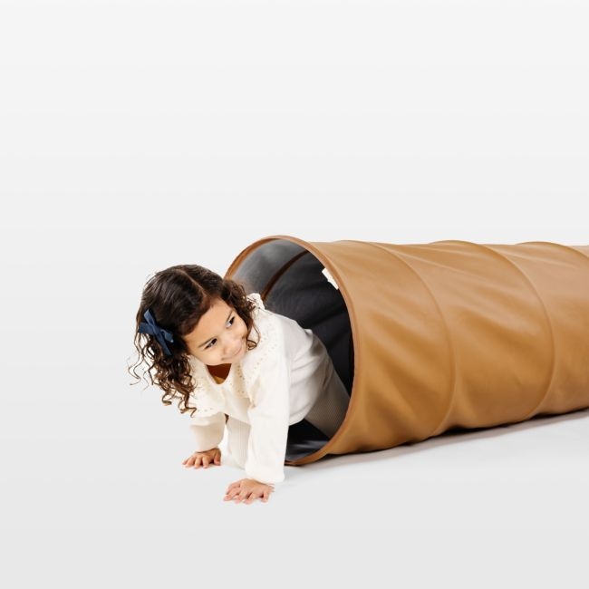 Gathre Camel Brown Vegan Leather Kids Collapsible Play Tunnel - Image 0