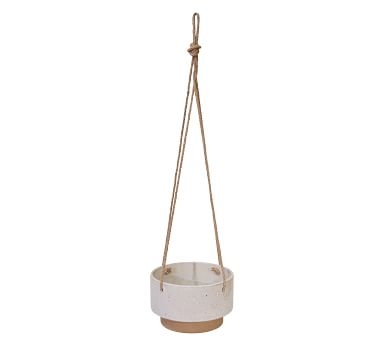 Claire White Speckled Ceramic Hanging Planter - Image 2