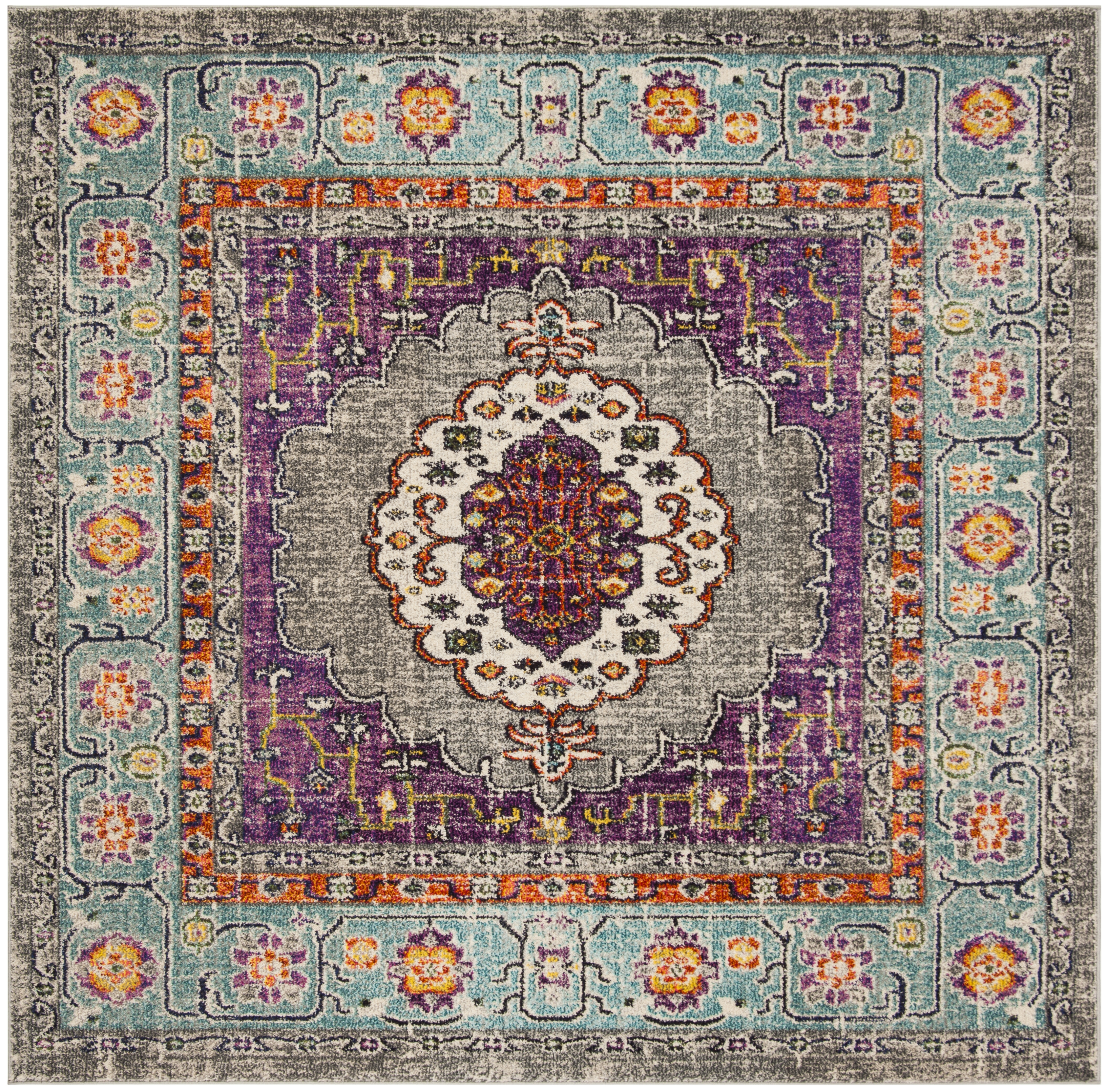 Arlo Home Woven Area Rug, MNC246L, Violet/Light Blue,  6' 7" X 6' 7" Square - Image 0