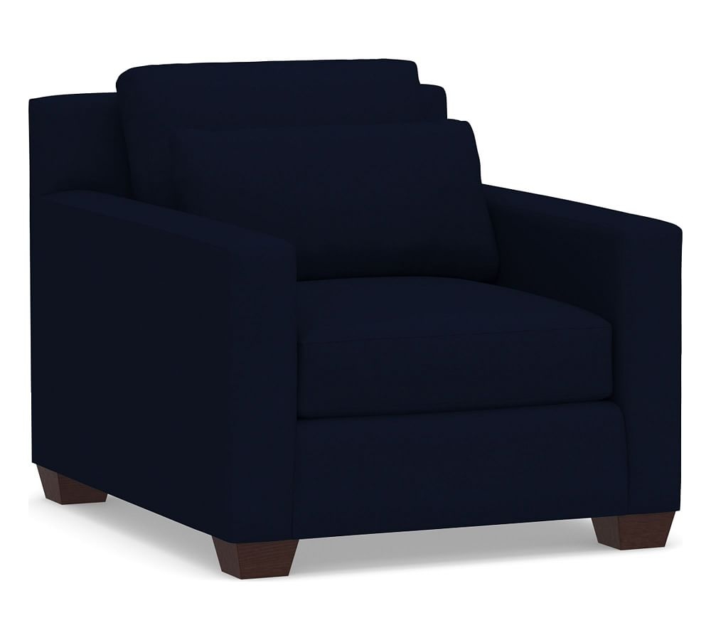 York Square Arm Upholstered Deep Seat Armchair, Down Blend Wrapped Cushions, Performance Everydaylinen(TM) Navy - Image 0