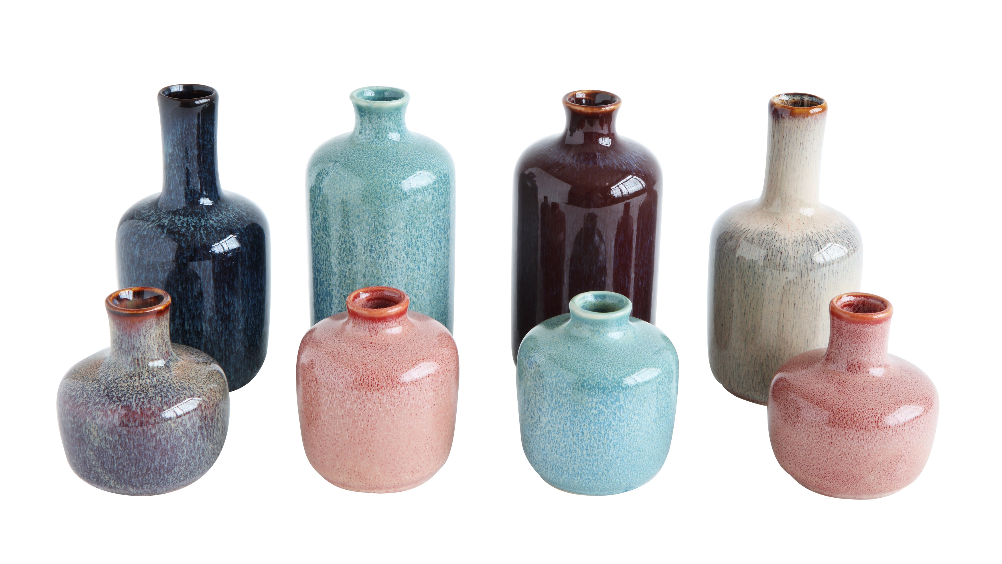 Set of 8 Multicolor Stoneware Vases - Image 0