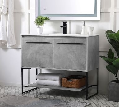 Kinley Single Sink Vanity Cabinet, 2 Door, Concrete Gray, 30" - Image 4