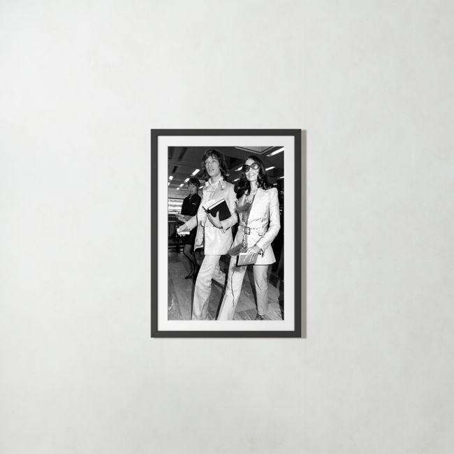 'Mick and Bianca at the London Airport, 1970' Photographic Print in Black Frame 27"x38" - Image 0