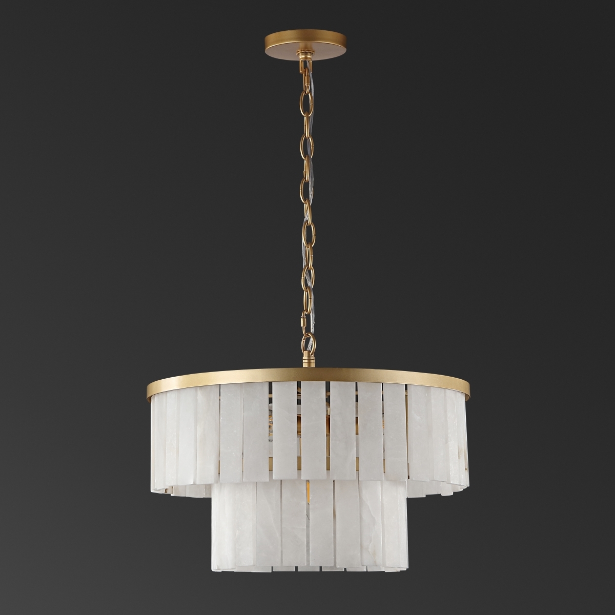Safavieh Couture Kiandra Marble 2 Tier Chandeli - Gold/White - Image 0