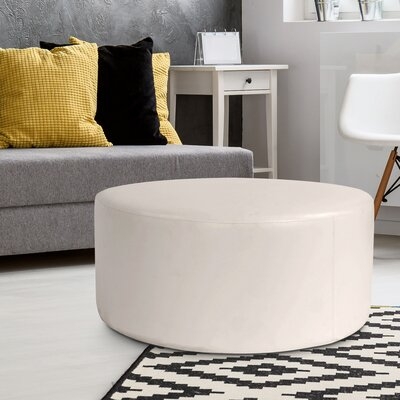 36" Faux Leather Round Solid Color Cocktail Ottoman - Image 0