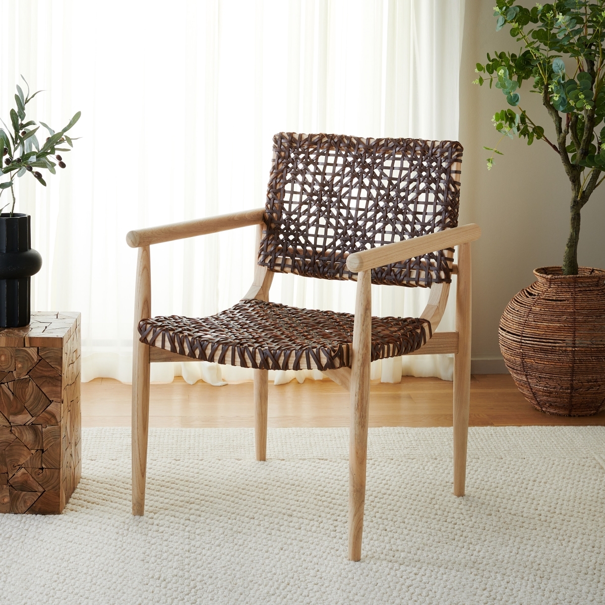 Sianna Accent Chair - Cognac / Natural - Safavieh - Image 1