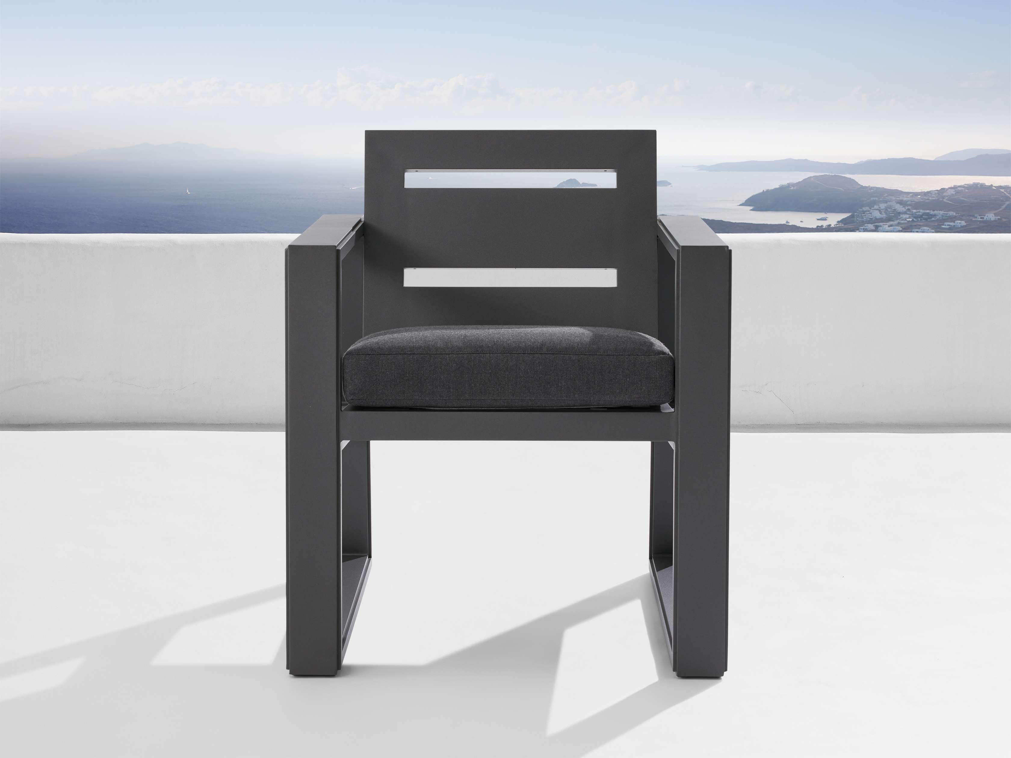 Canyon Outdoor Dining Arm Chair Aluminum in Gray - Image 0