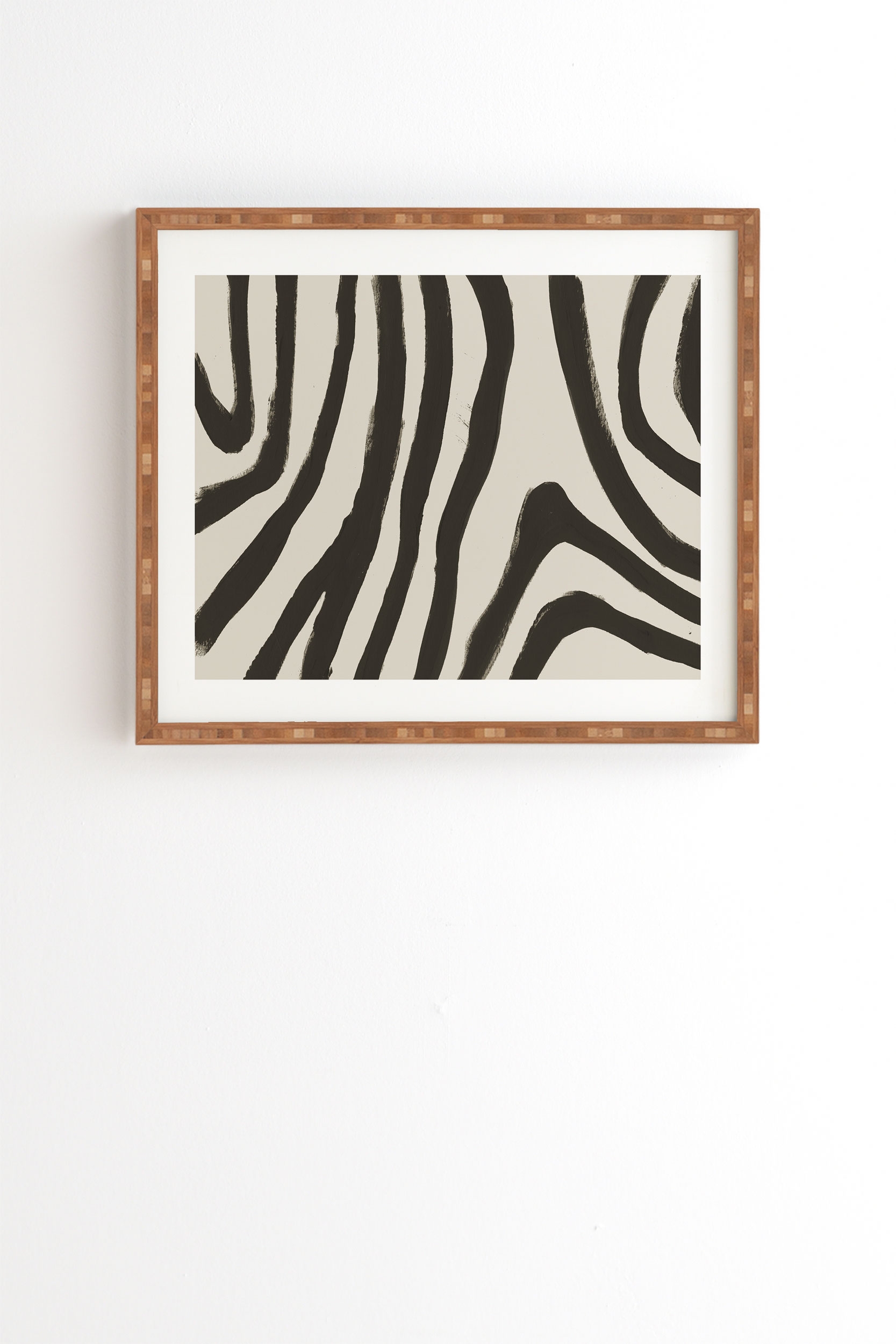 Painted Zebra by Megan Galante - Framed Wall Art Bamboo 30" x 30" - Image 0