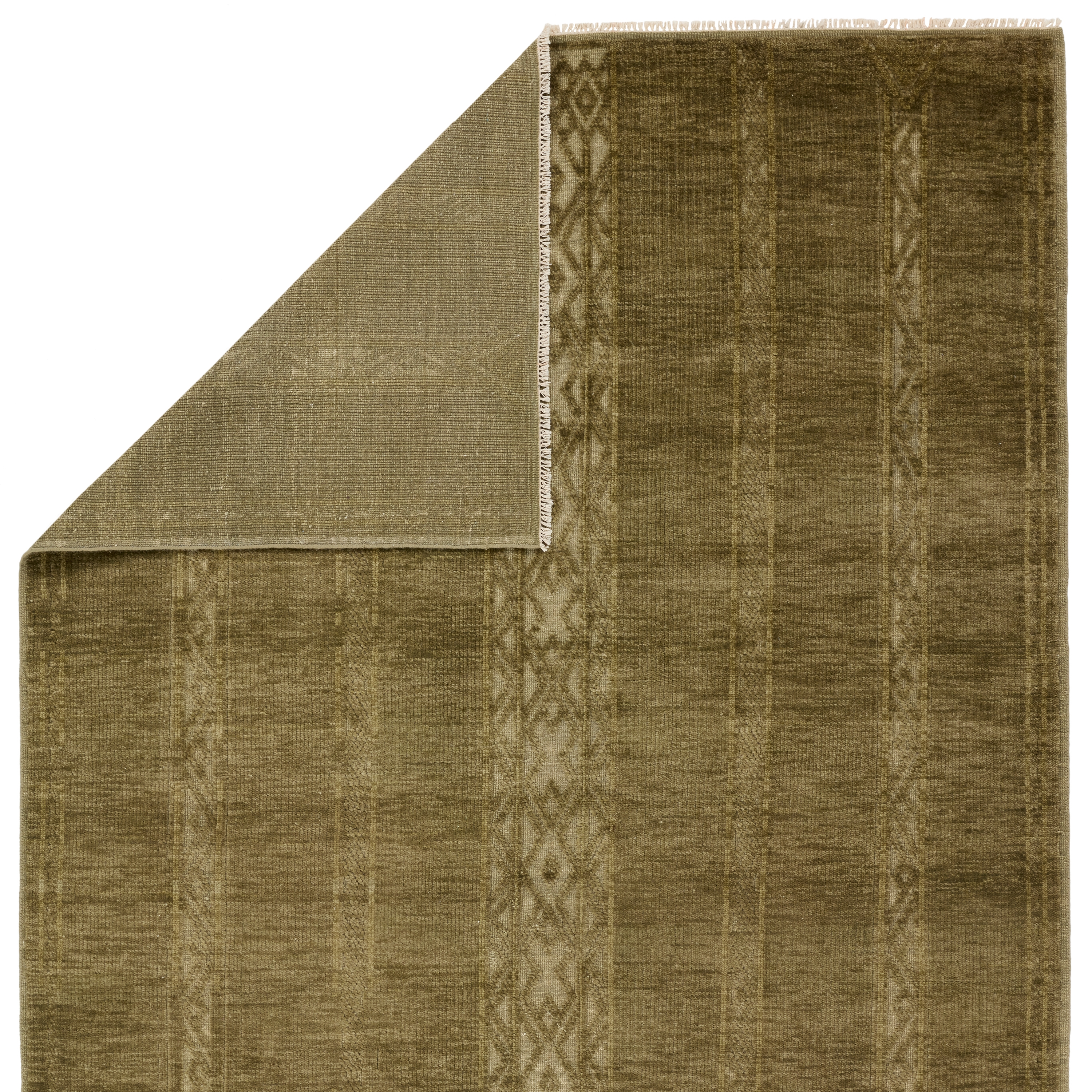 Achala TAP03 Handknotted Stripes Green Area Rug (8'x10') - Image 2