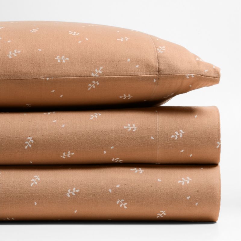 Supersoft Terracotta Leaf Print Organic Cotton Gauze Kids Pillowcase - Image 2