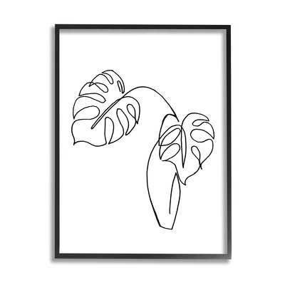 Monstera Plants In Vase Single Line Drawing - Image 0