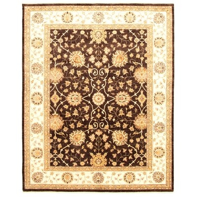 One-of-a-Kind Afiyah Hand-Knotted 2010s Ushak Dark Brown 8'2" x 10'3" Wool Area Rug - Image 0