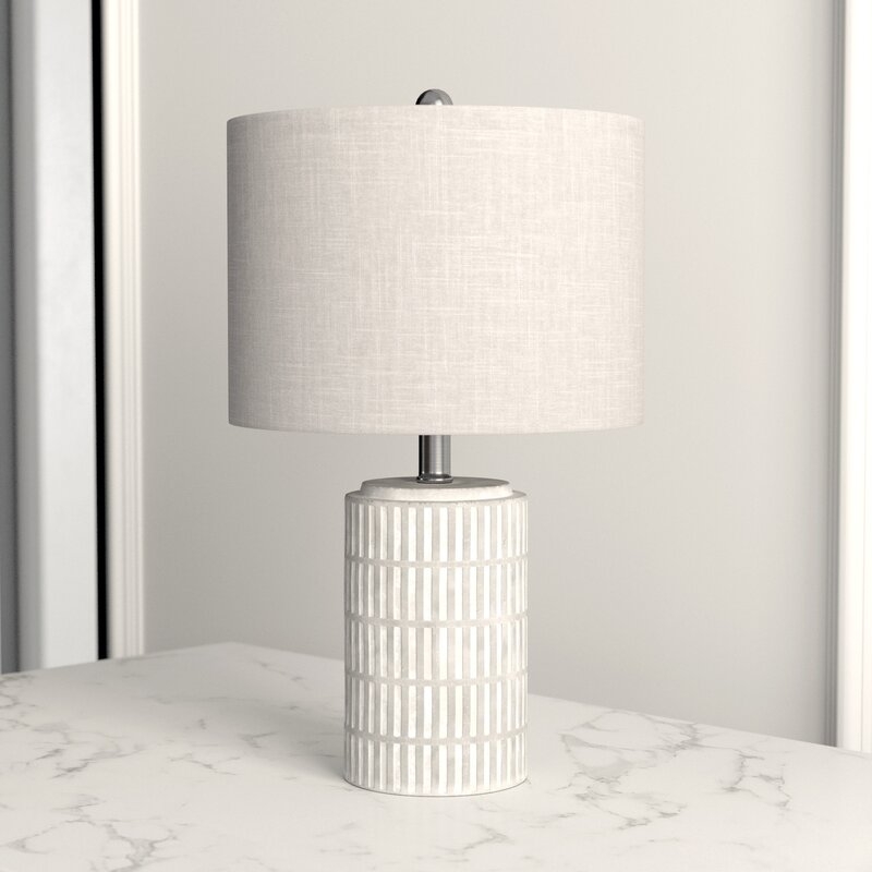 Chorale 21'' Distressed Gray/White Bedside Table Lamp - Image 3