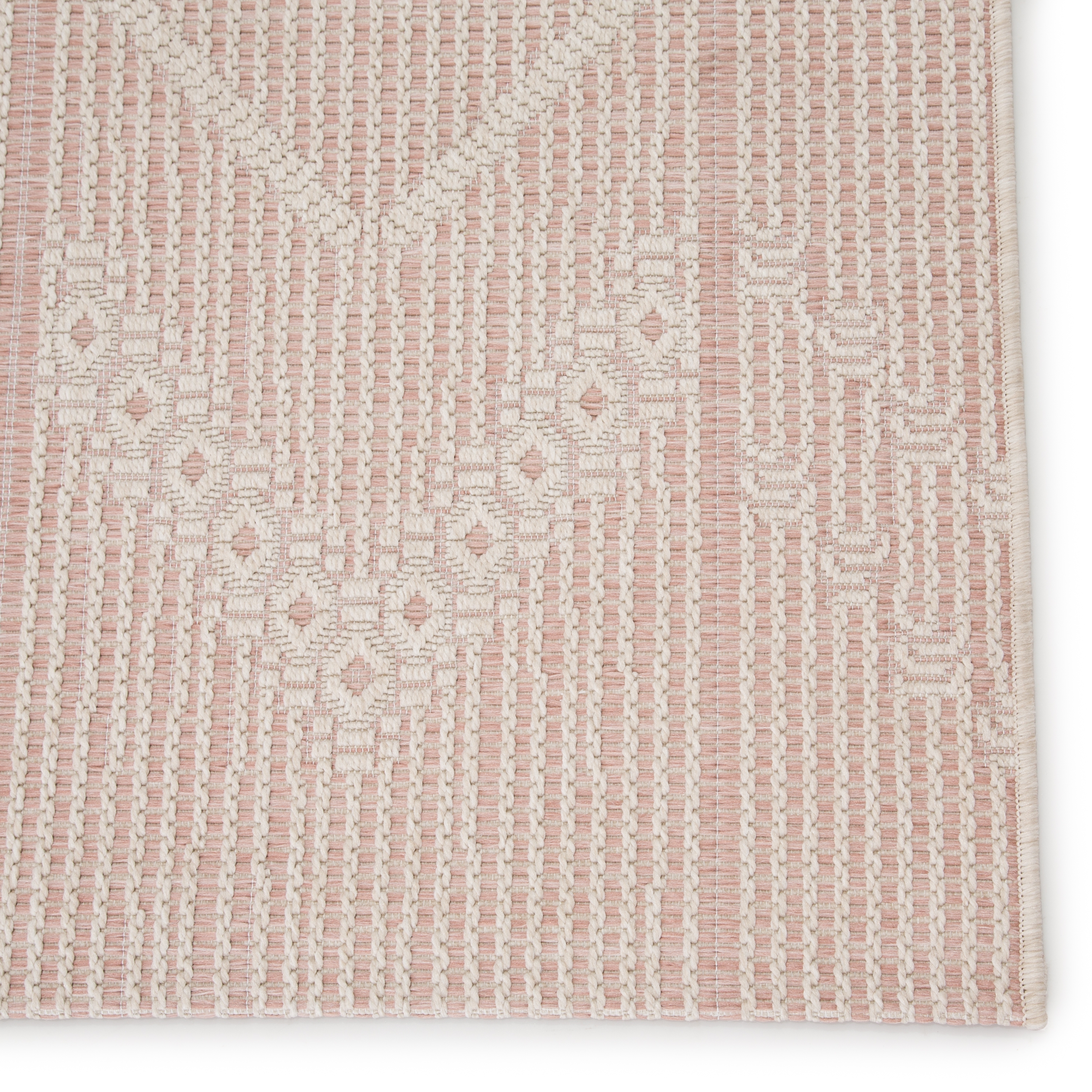 Shiloh Indoor/ Outdoor Tribal Light Pink/ Cream Area Rug (2'X3'7") - Image 3