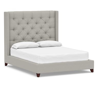 Harper Upholstered Tufted Bed without Nailheads, Queen, Performance Boucle Pebble - Image 0
