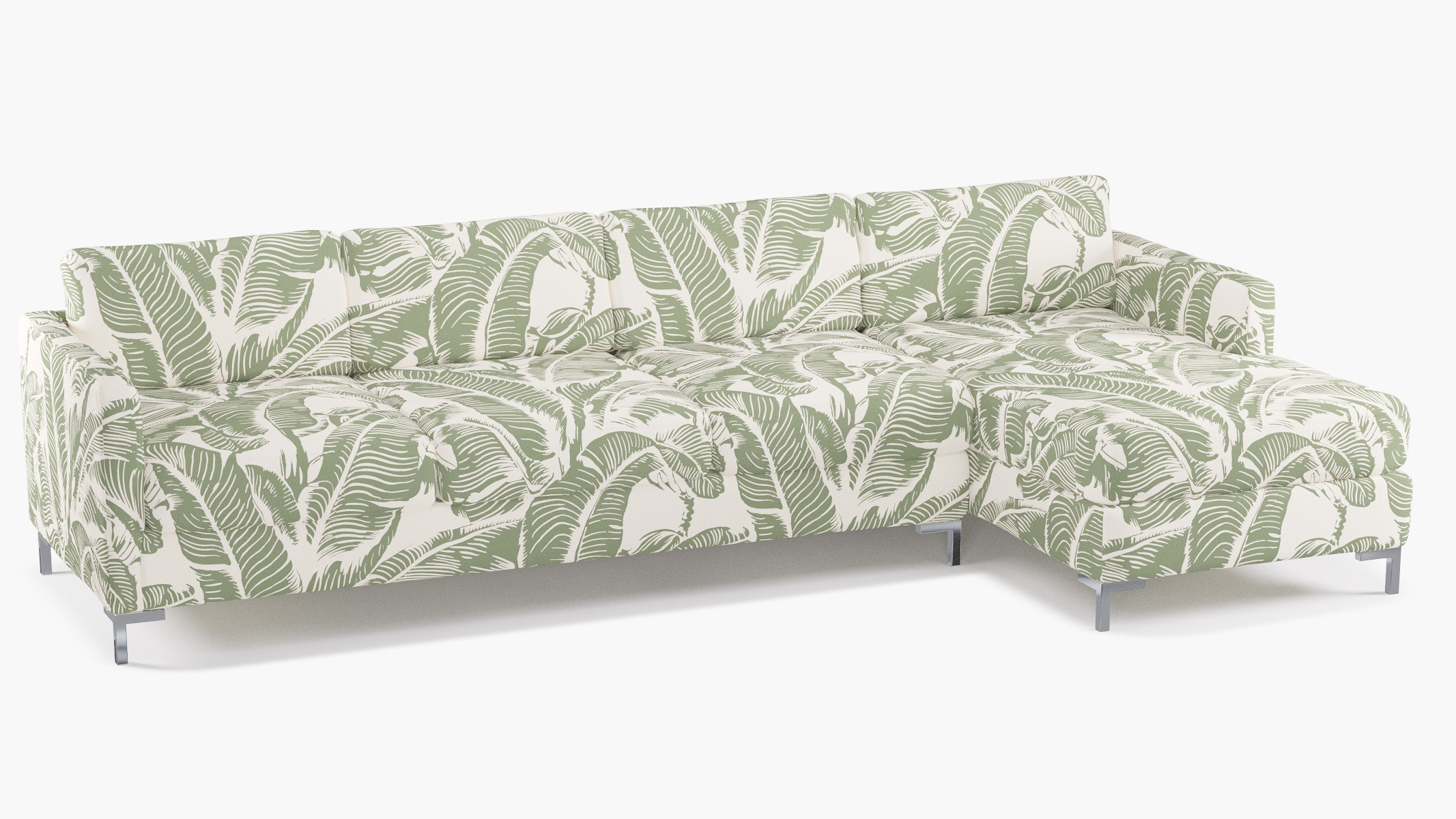 Modern Sectional, Right Facing, Sage Martinique® Encore, Chrome L Leg - Image 1