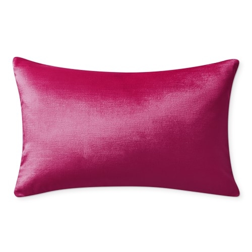 Solid Velvet Pillow Cover, 14" x 22", Sangria - Image 0