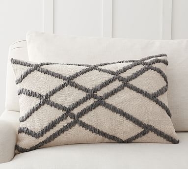 Calloway Textured Lumbar Pillow Cover, 16 x 26", Gray Multi - Image 0